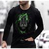 European American Men's Casual T-shirt with Fierce Animal 3D Digital Printing Loose Men's Round Neck Long Sleeved T-shirt
