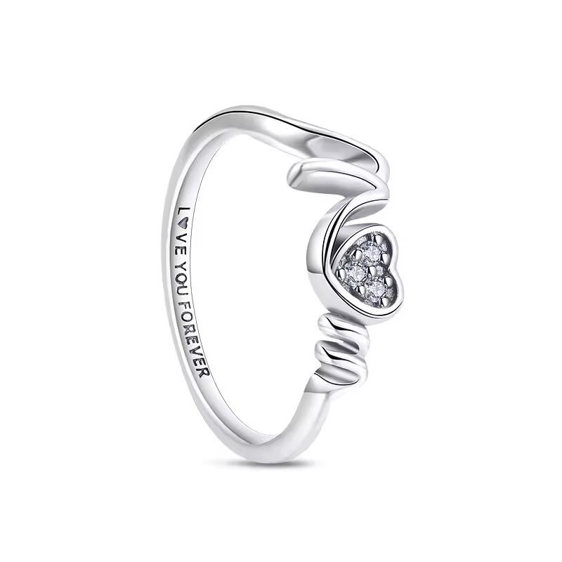 New 925 Silver Shiny Classic Square Crown Heart-shaped Ring Exquisite Luxury Charm Jewelry Holiday Surprise Gifts