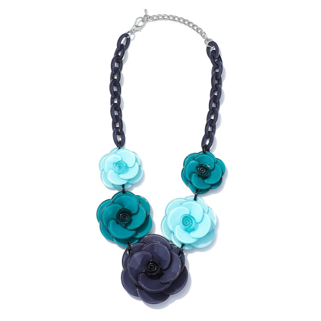 Bohemian Acrylic Flower Necklace - Colorful Rose Sweater Chain