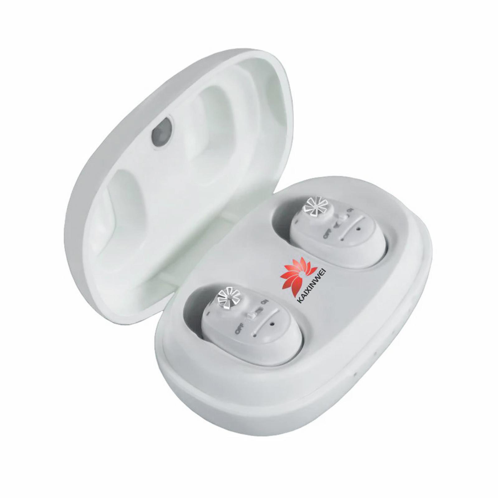 

1 пара слуховых аппаратов с интеллектуальным шумоподавлением, усилитель звука для пожилых людей с портативным устройством белый