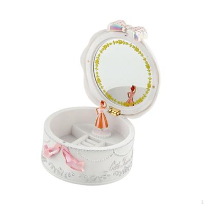 Ballet Dancer Music Box Jewelry Stylish Storage with Makeup Mirror Multipurpose for