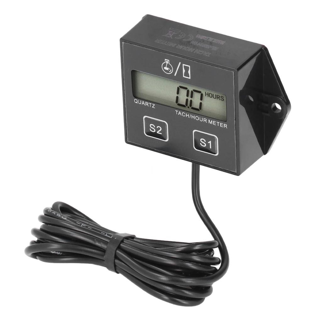 Motorcycle Tachometer Timer LCD Display 2 4‑Stroke Gasoline Engine Hour Meter Universal for Pickup Trucks