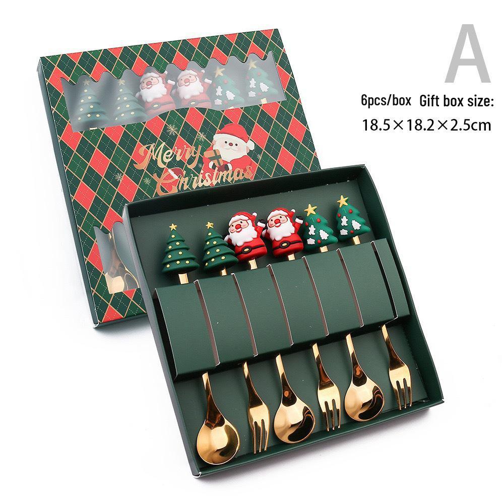 Creative Cartoon Stainless Steel Spoon & Fork Set: Coffee Stirrer, Fruit Fork, Christmas Gift
