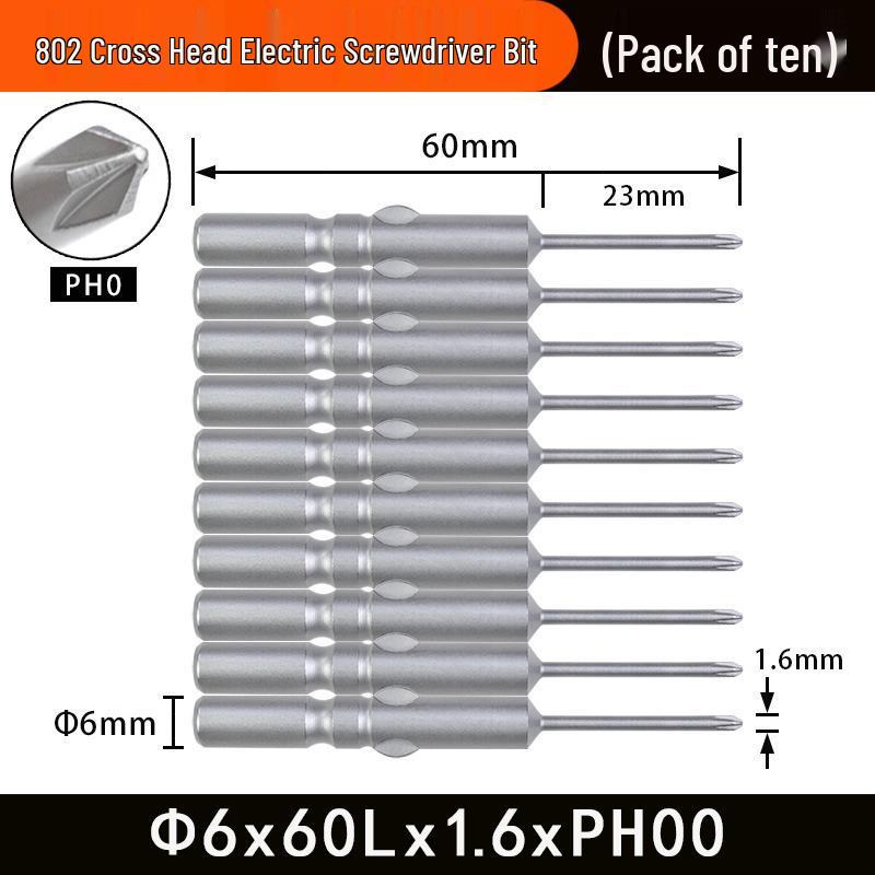 Nigao 802 Magnetic S2 Steel Electric Screwdriver Bit, 6mm, 60/80mm Length