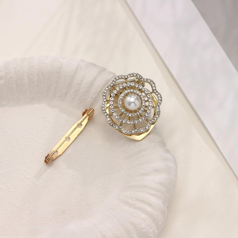 Dual Purpose Scarf Buckle Niche Diamond Inlaid Pearl Brooch Accessory Summer Corner