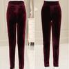 Autumn Winter Women's Fleece-Lined Velvet Pants High-Waist Slim Fit Thickened Warm Plus Size Skinny Pants