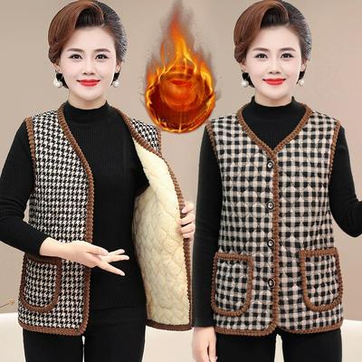 Plus Velvet Thickened Warm Vest Autumn and Winter Clothes Western Style Vest Plaid Waistcoat Large Size