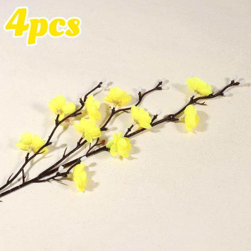 

4pcs Artificial Plum Blossom Bunch Set, Realistic Plastic Flowers for Home, Office & Party, No Vase Included, Artificial Flowers 4pcs жёлтый