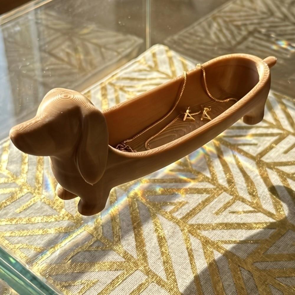 Plastic Dachshund Storage Tray 3D Printed Sausage Dog Planter Jewelry Catchall Dish  Home Craft