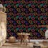 Neon Glitter Hearts Wallpaper Black, Burgundy and Ochre 50x1000