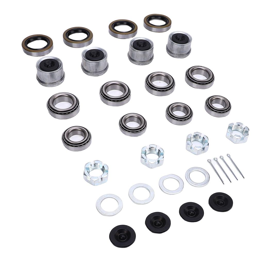 4 Sets 3500 LB Boat Trailer Axle Bearing Kits L68149 Grease Seals Spindle Nuts 1.98in Dust Covers Rubber Plugs Cotter
