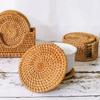 8-20cm Placemat Pad Coasters Handcrafted Table Mats Rattan Coaster Bowl Mats Padding Mat Insulation Pad Round Tea Placemats