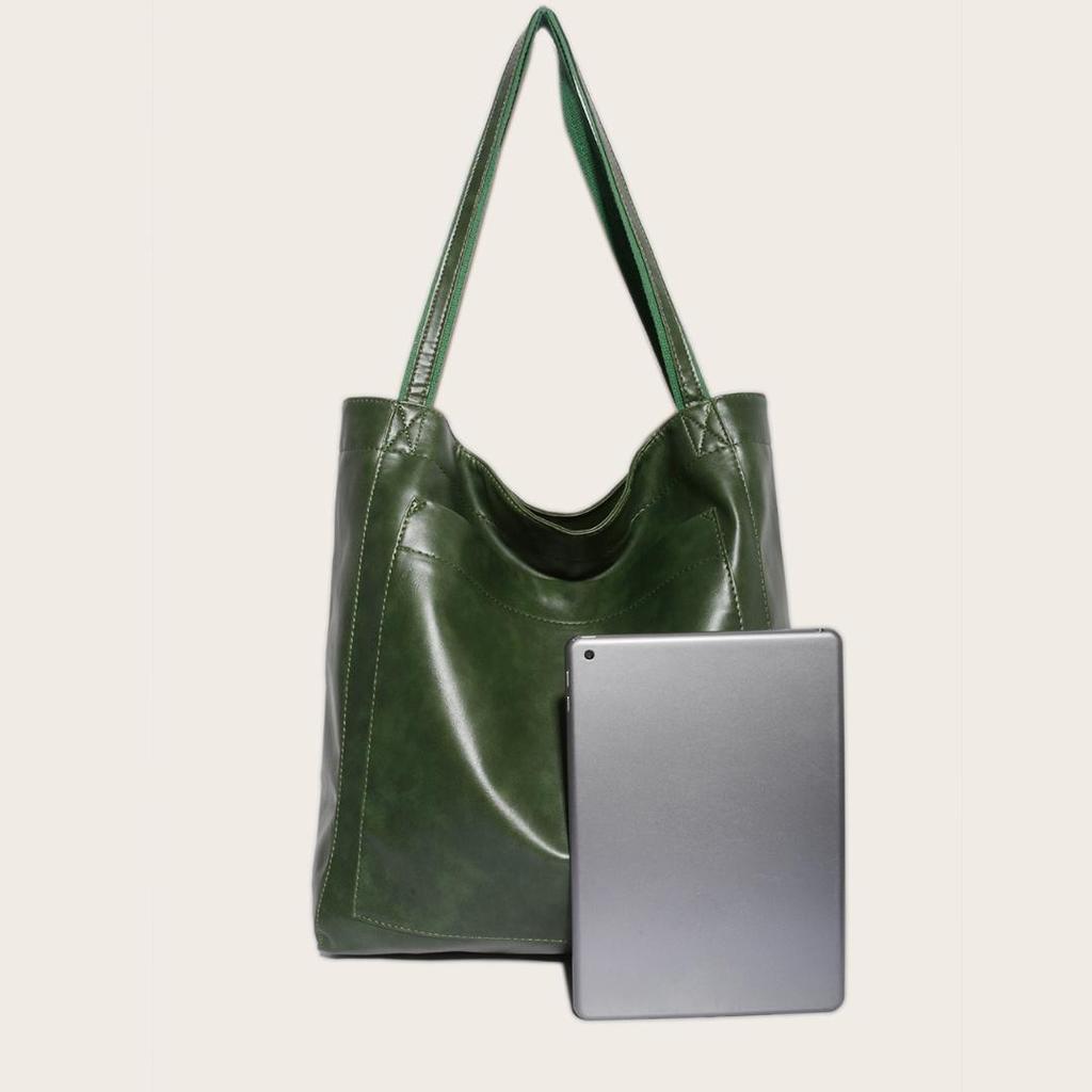 NEW Oil Wax PU Leather Tote Bags for Women's Handbag Luxury High Capacity Lady Hand Bags with Purse Pocket Women Shopper Bag Big