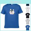 Ultra-soft Funny Happy Husky Dog T-shirt With Short Sleeve Crew Neck For Casual Wear
