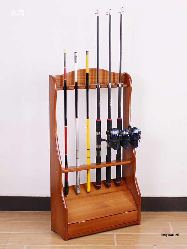 Solid Wood Floor-Standing Fishing Rod Rack | 6-Position Storage Stand for Rods & Gear