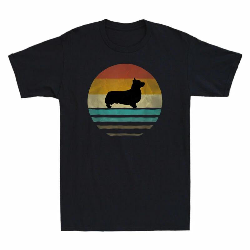 Corgi Dog Retro Vintage Sunset 60s 70s Style Funny Dog Lovers Gift Men s T-Shirt M