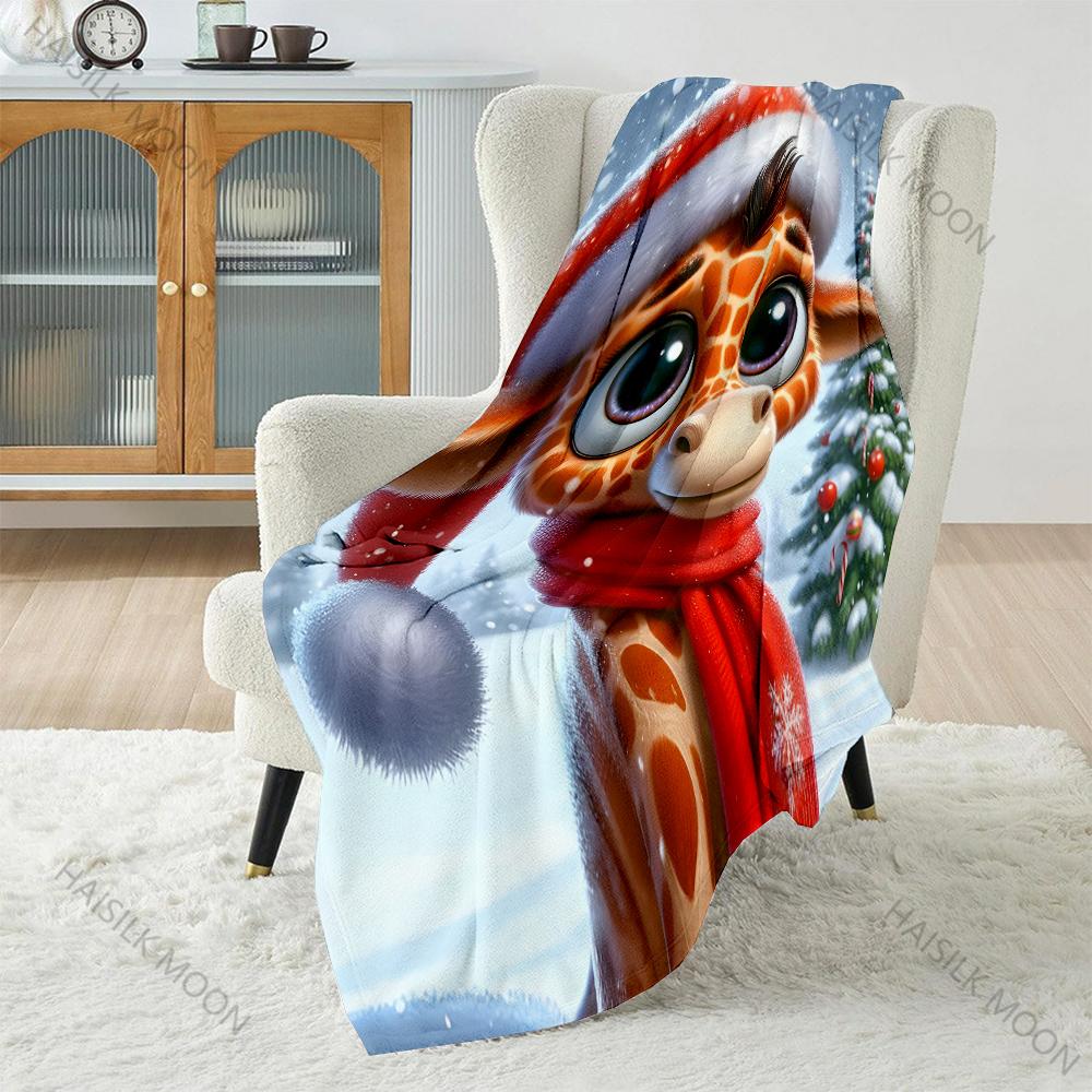 

Snowy Christmas-themed Festive Design Pattern Blanket Flannel Material Soft Warm for All Seasons Home Outdoor Camping Picnics RV 75x90cm