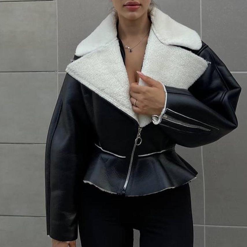 Moda Femei Toamnă și Iarnă Nouă cardigan cu rever de pluș Manton cald