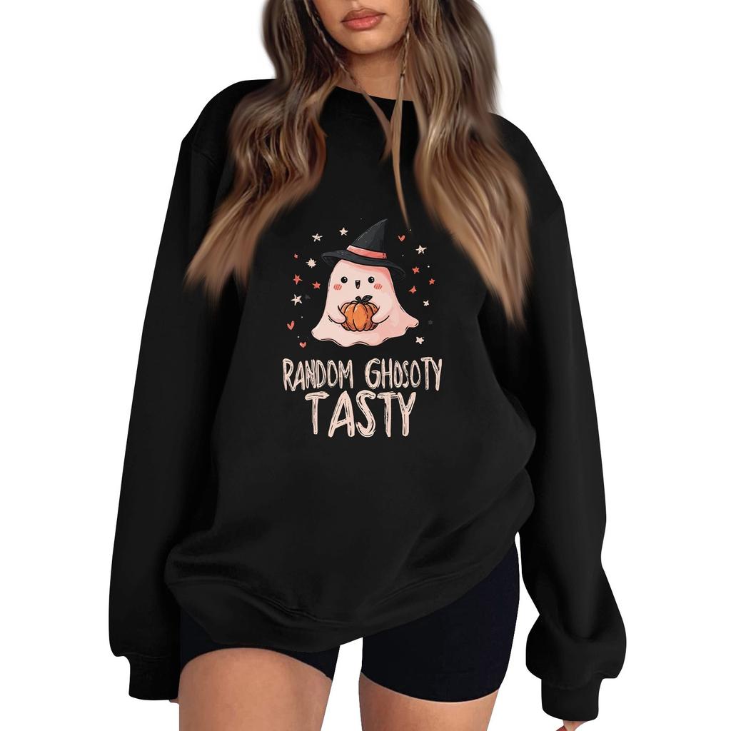 Women's Pullover Dropped Shoulder Halloween Print Sports Sweatshirt Top