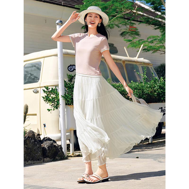 Jiuzi Anna Kou Women s Faux Two-Piece Short Sleeve T-shirt XL