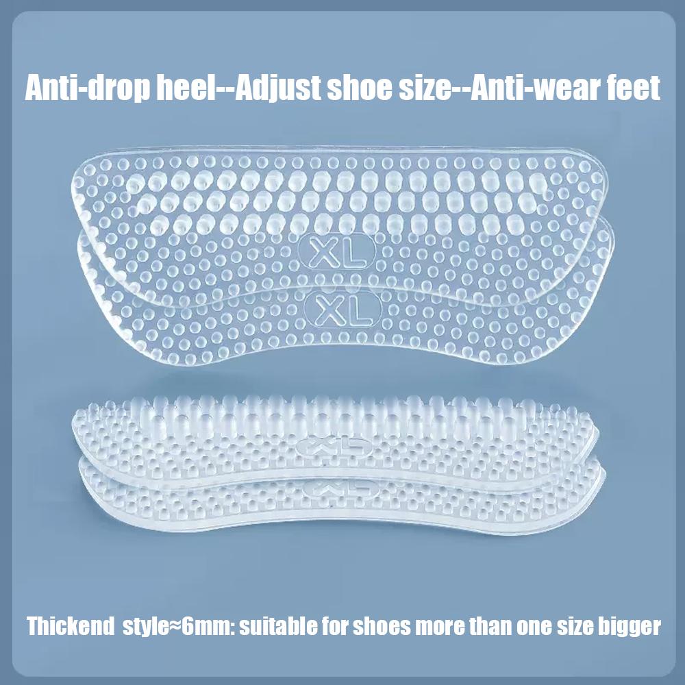

4 шт. силиконовые накладки на пятку для обуви для уменьшения размера, нескользящие наклейки-патчи на пятку, стельки для туфель на высоком каблуке, вставки для регулировки размера