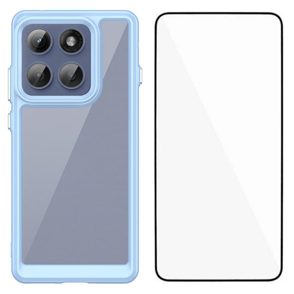 For Motorola Edge 60 Pro 5G Telefondeksel WANLONFENG XC-serien TPU Akryl-deksel med Herdet Glass (Stort linsehull)