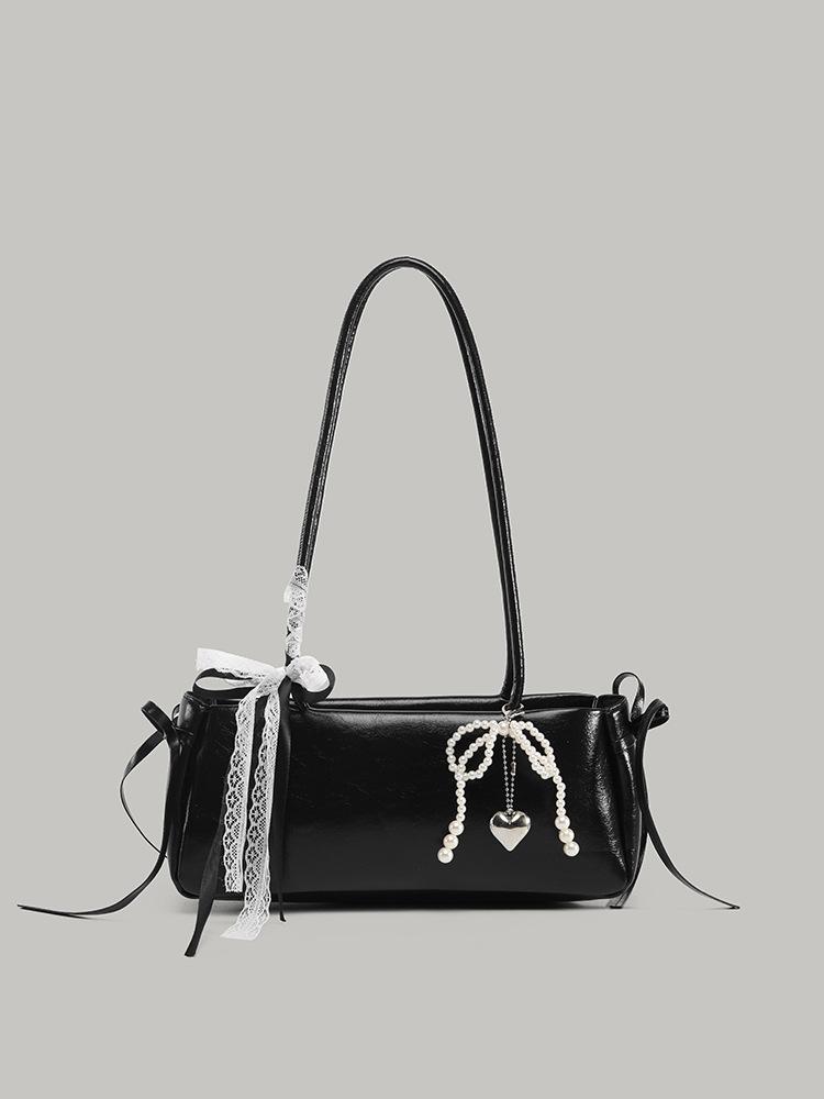 

Sweet Ballet Bow Shoulder Bag Women s Korean ins Baguette Underarm Bag Going Out Commuting Versatile Tote Bag чорний