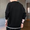Spring Autumn Round Neck Fake Two Pieces Casual Fashion Sweatshirt Male Patchwork All-match Pullover Top