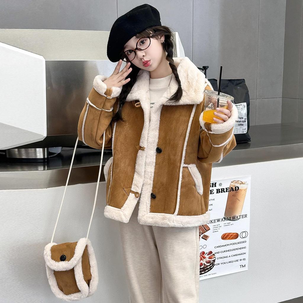 Big Girls' Stylish Thickened Shearling Coat - 2025 Autumn/Winter Fashion