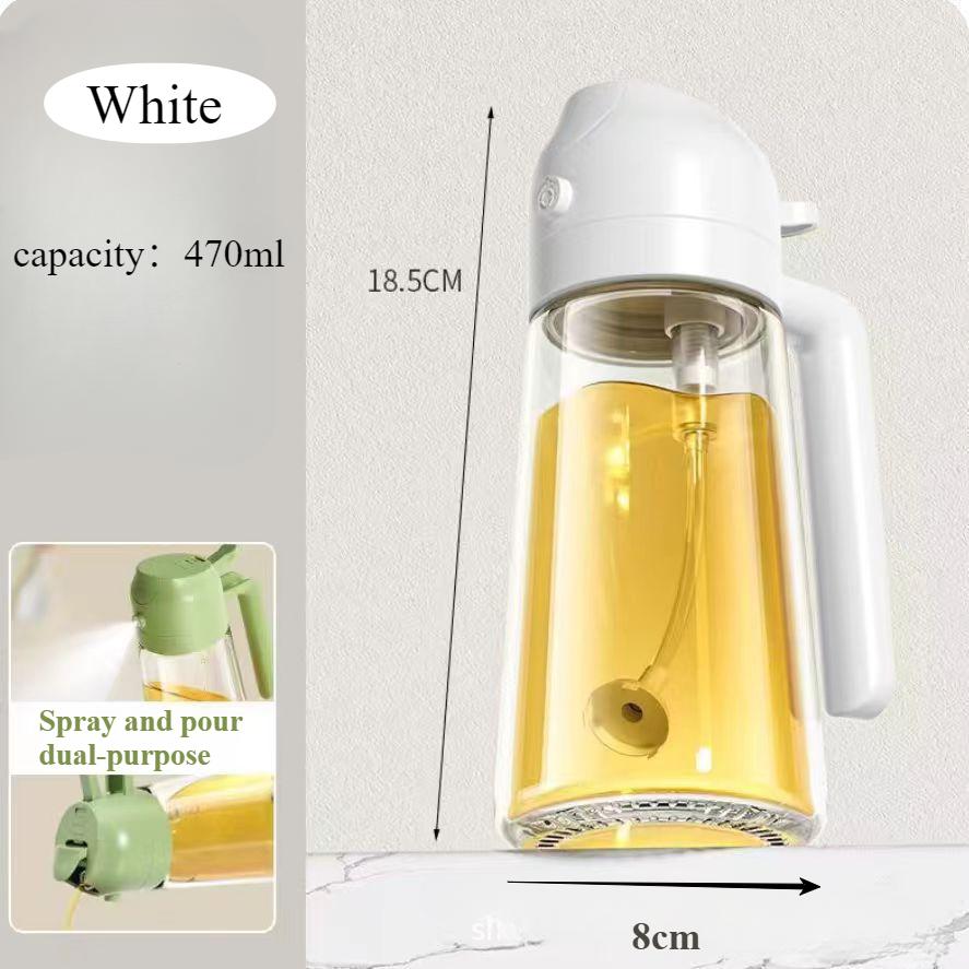 470ml Glass Oil Spray Bottle 2in1 Mist  Pour Non-Drip Oil Dispenser Kitchen Oil Filter Jug for Home Usewith Leakproof Spout