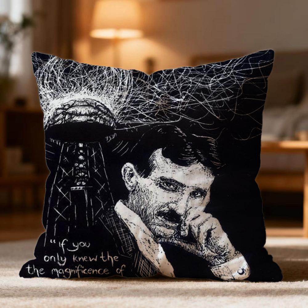 Popular NNikola Tesler Cushion Cover Soft Washable Pillow Case Multi-Scene for Couch Bed Travel Office Use