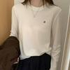 2026 Spring Women's Slim Fit Round Neck Color Block Long Sleeve Fake Two-Piece Layered T-shirt