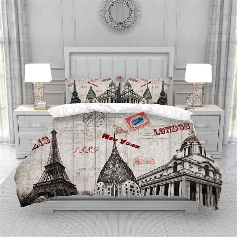 Eiffel Tower Duvet Cover Set Paris Twin Full Queen King Bedding Set For Girl Women Couple Room Romantic Theme Comforter Cover