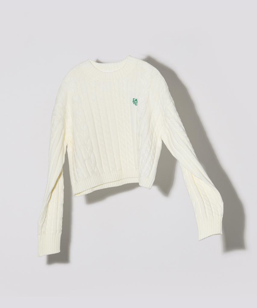 PLAC WOMEN Cable Crop Knit White