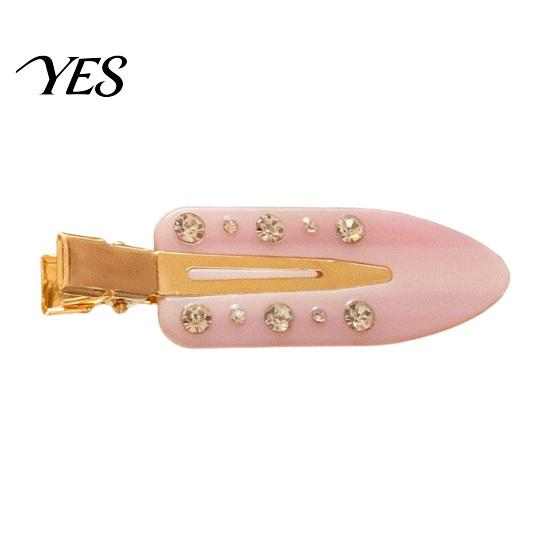 Smooth Opening Hair Clip Acetate Sheet Plate Hairpin, Rounded Rhinestones Inlay Pin, Elastic Clasp for Bangs And Broken Gentle Pattern