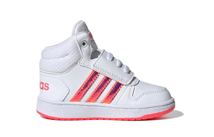 Adidas Neo Hoops 2.0 Mid Slip Resistant Mid top Skateboard Shoes White Pink Infant And Toddler FW7609