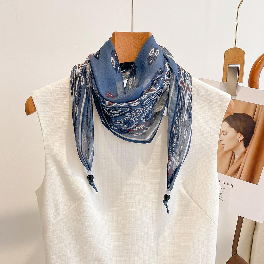Retro rhombus cashew silk scarf women's niche neck high-end fashion neck accessories silk scarf small scarf headband