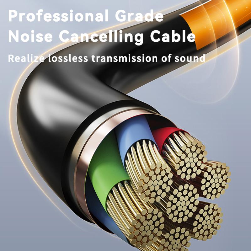 Fones de ouvido com fio HiFi para karaokê e microfone para canto e sala de estar, 3,5 mm AUX, graves pesados, cancelamento de ruído, 1,2 m, 3M, música KTV