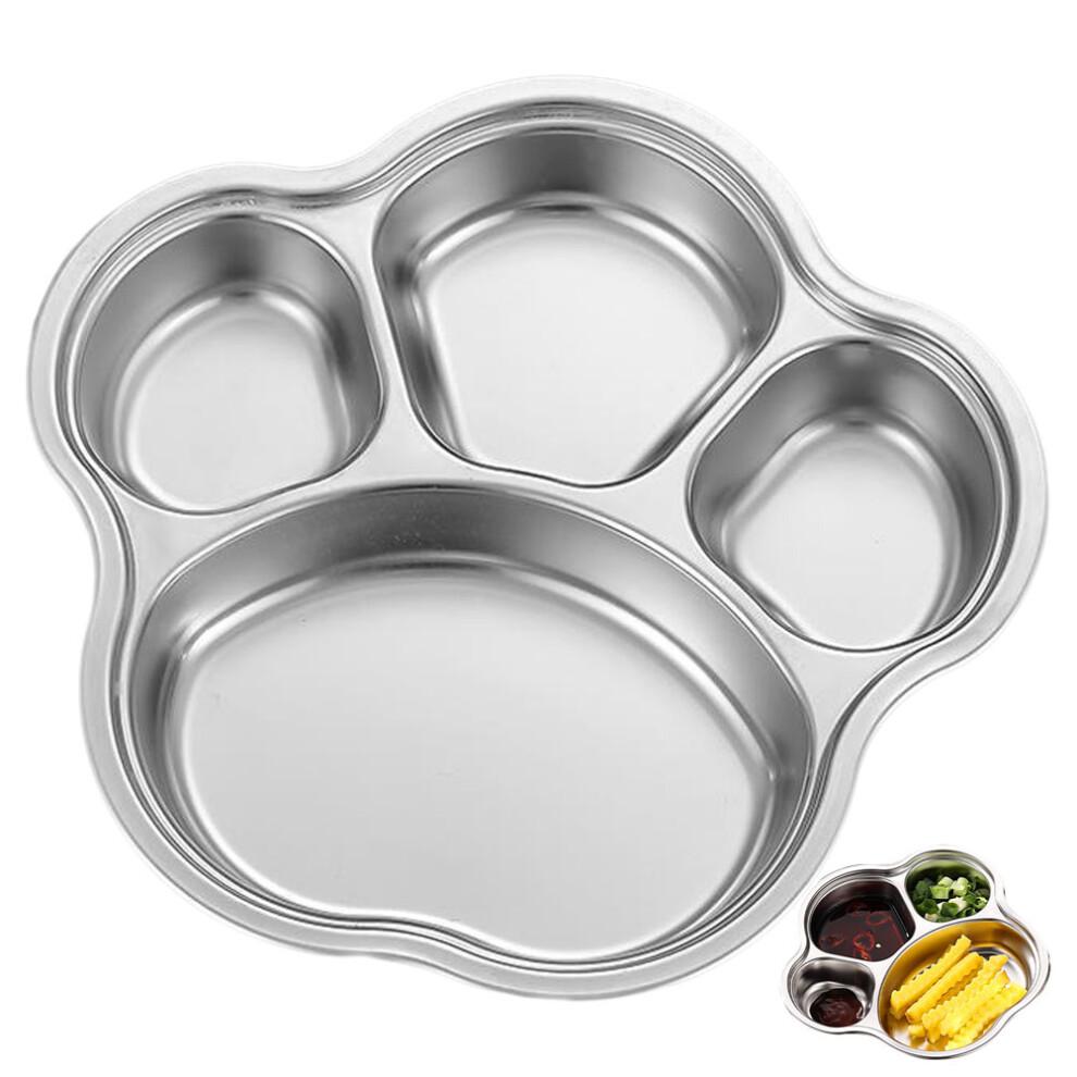 Divided Food Dish Stainless Steel Food Separation Silver 1 Pcs