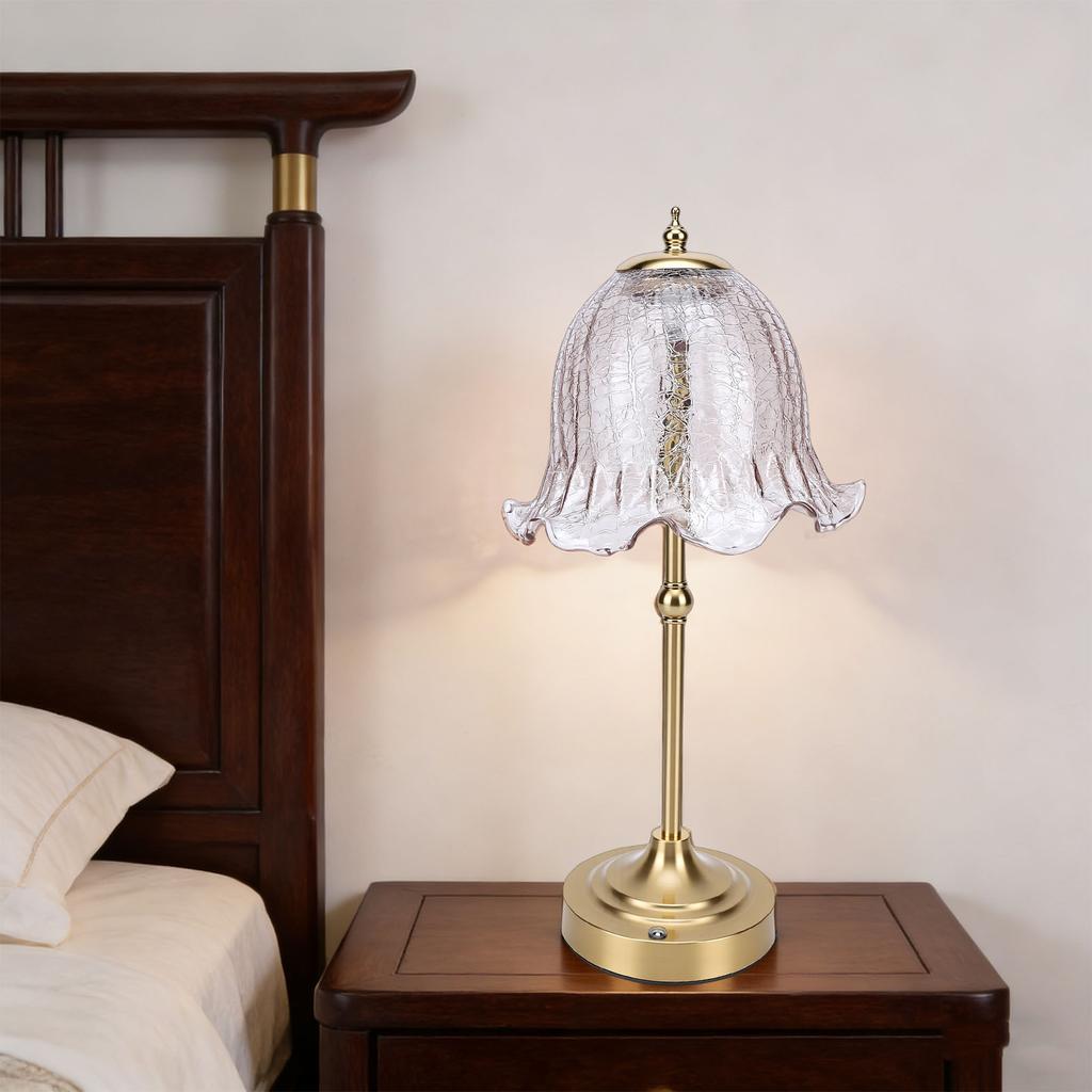 Cordless Table Lamp Glass Lamp Shade European Decorative Touch Table Lamp Night Light for Bedside Night Stand