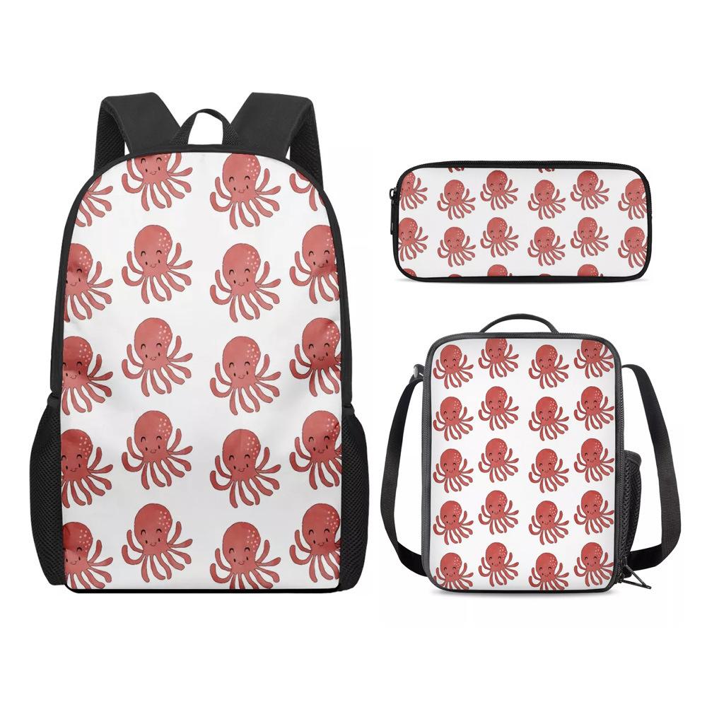 Trendy Popular New animal Starfish dolphin 3D Print 3pcs/Set Student School Bags Laptop Daypack Backpack Lunch bag Pencil Case