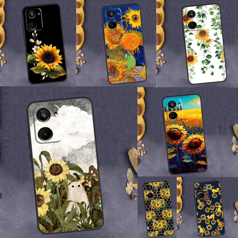 Beautiful Yellow Sunflower Case For Realme GT Neo 5 3 2 3T 8 9 10 Pro Plus C33 C35 C31 C30 C11 C15 C25 C21Y C55 Cover