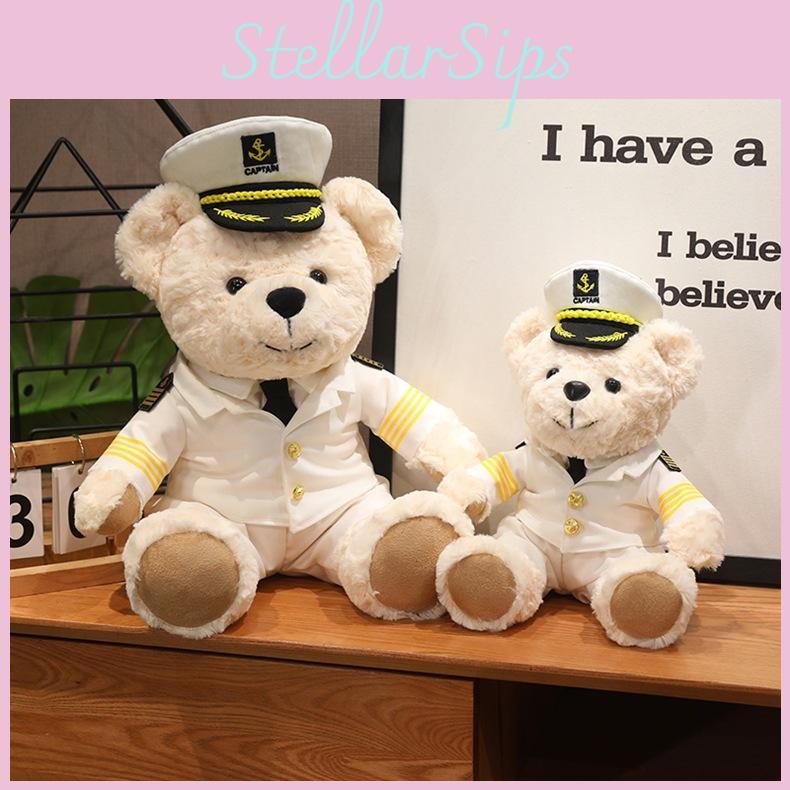 Orsacchiotto Peluche Capitano Giocattolo Per Bambini Animale Morbido Ripieno Regalo Per Bambini
