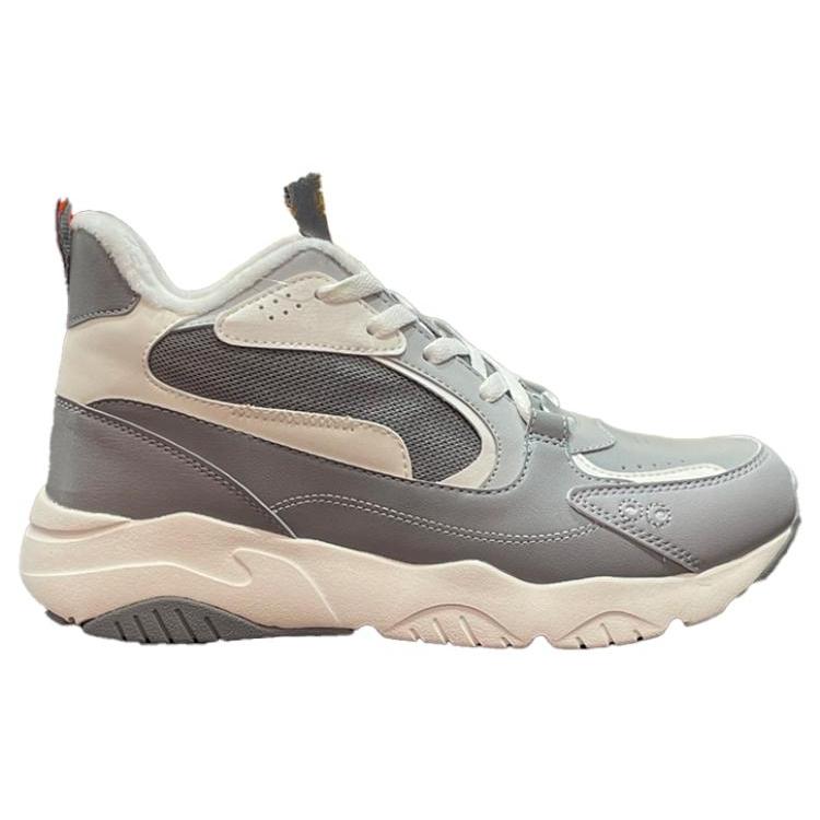 Li Ning Classic Shoes Textile, Leather Slip Resistant Abrasion Resistant Mid top Sports Casual Shoes Gray AGCS395-2