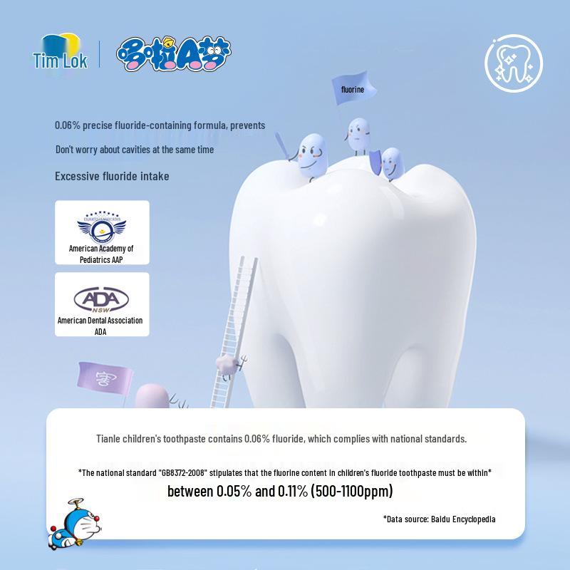 Tianle Doraemon Kids' Anti-Cavity Fluoride Toothpaste, 140g, for Ages 3-12