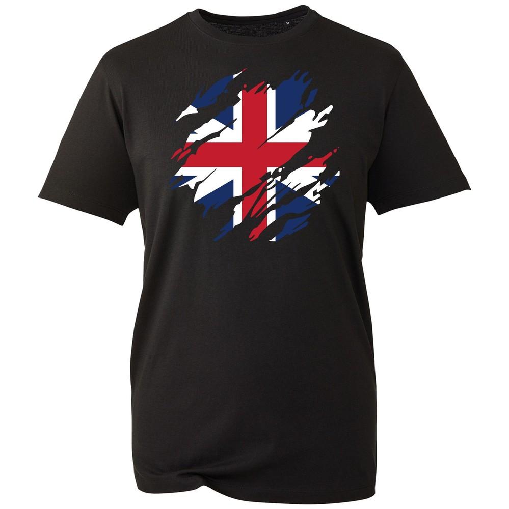 Torn British Flag Tshirt Novelty Union Jack Britain Patriot Unisexs Uk Tee Top