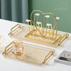 European Style Tea Tray Set with Plastic Handle and Cup Rack