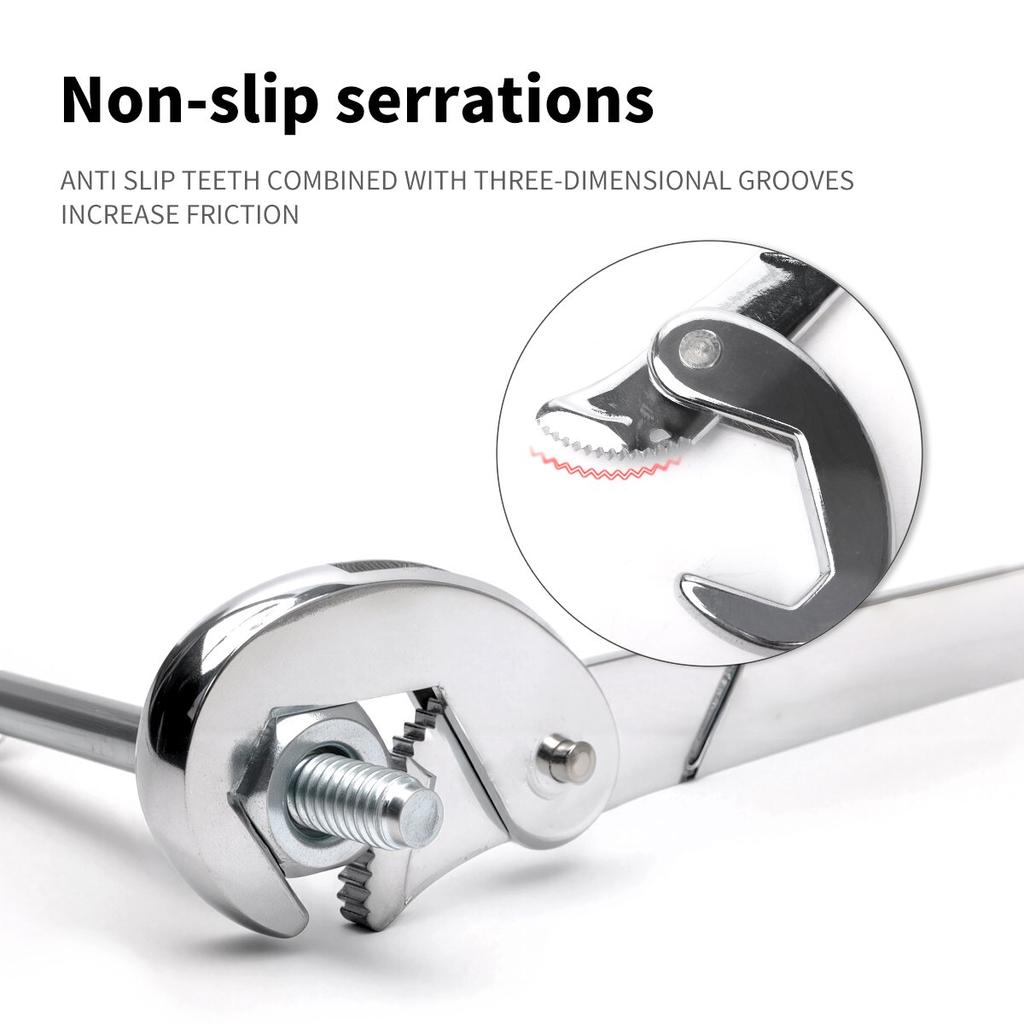 8-14/13-19/18-32mm Universal Adjustable Wrench Double-End 72-Tooth Ratchet Hook Large Opening Spanner Pipe Plumbing Repair Tool