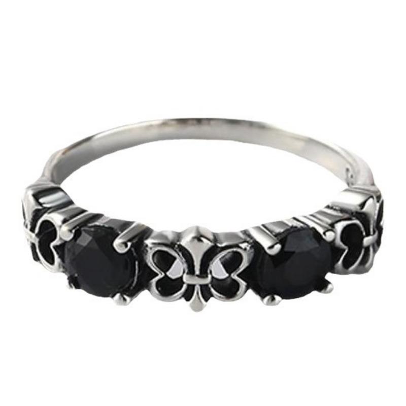 Inlaid acrylic imitation black gemstone ring for men and women, vintage vintage fashion and artistic handmade gift