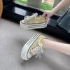 Fashion CRLAYDK Fashion Platform Mesh Shoes for Women Lace Pearl Casual Sneakers Ladies Lace Up Sports Walking Breathable Tennis